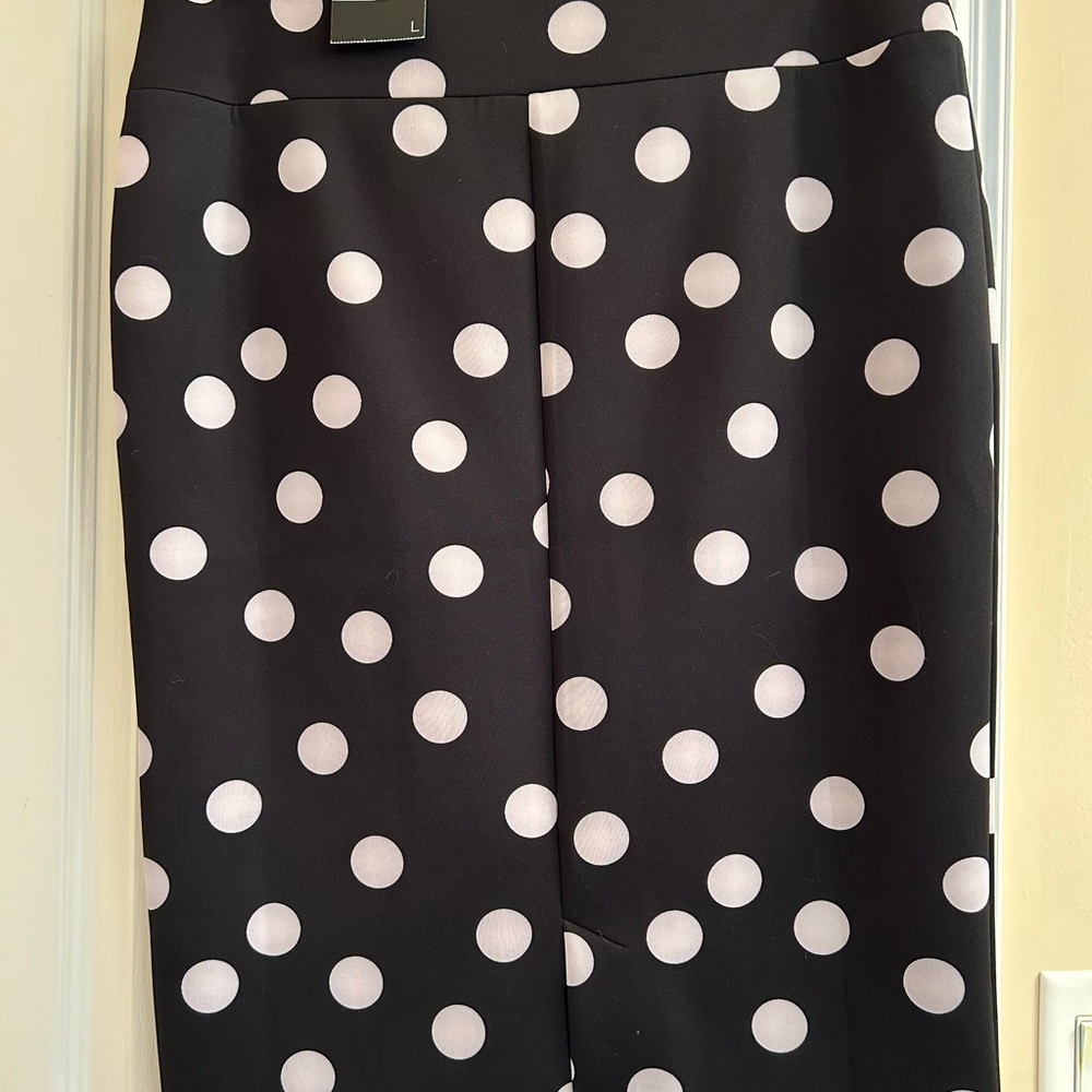 INC International Concepts Polka Dot Scuba Pencil Skirt - Black and White - Picture 2 of 4